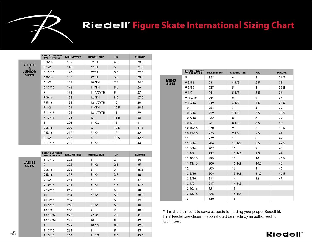 Riedell Size Chart